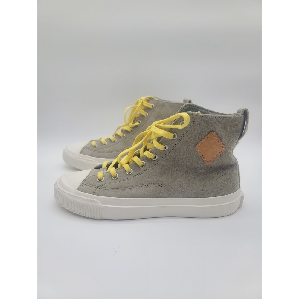 P.F. Flyers All-American Hi Gray Suede Sneakers Women's 7 Yellow Laces New - Picture 2 of 10